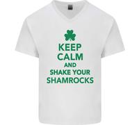 Keep Calm & Trifoglio San Patrizio Giorno Uomo Scollo A V Cotone T-Shirt