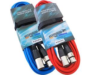 Keep Drum 2 X MC 001 X X 6 m cavo XLR, cavo per microfono XLR/XLR, 1 rosso, 1 blu