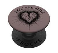 Keep Emo Alive Vintage Cuore spezzato Retro PopSockets PopGrip Adesivo