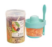 Keep Fit - Shaker portatile da 1000,6 g, grande contenitore per insalata con forchetta e supporto per condimento, materiale PP alimentare con design a prova di perdite