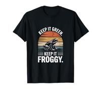 Keep It Green Keep It Froggy Retro Tramonto Frog Maglietta
