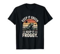 Keep It Green Keep It Froggy Retro Tramonto Frog Maglietta