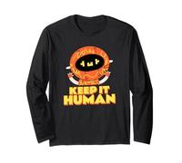 Keep It Human (Simpatica Dichiarazione Anti AI Robot) Maglia a Manica