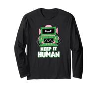 Keep It Human (Simpatica Dichiarazione Anti AI Robot) Maglia a Manica