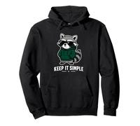 Keep It Simple Raccoon Grafica Minima Felpa con Cappuccio