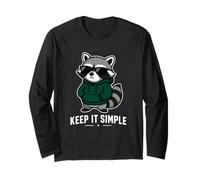 Keep It Simple Raccoon Grafica Minima Maglia a Manica