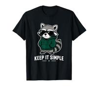 Keep It Simple Raccoon Grafica Minima Maglietta
