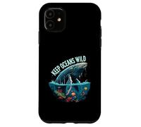 Keep Oceans Wild Whale Conservation Marine Life Design Custodia per iPhone 11