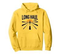 Keep on Truckin' Long Haul Life Trucker Retro Road Trip Felpa con Cappuccio, Unisex per Adulti, Limone, S