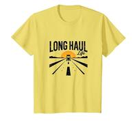 Keep on Truckin' Long Haul Life Trucker Retro Road Trip Maglietta, Bambini, Limone, 12 Anni