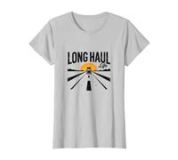 Keep on Truckin' Long Haul Life Trucker Retro Road Trip Maglietta, Donna, Argento, XS