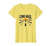 Keep on Truckin' Long Haul Life Trucker Retro Road Trip Maglietta, Donna, Limone, 3XL
