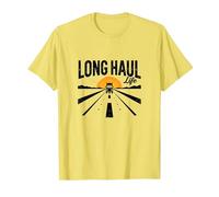 Keep on Truckin' Long Haul Life Trucker Retro Road Trip Maglietta, Uomo, Limone, M
