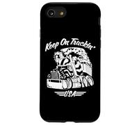 Keep on Truckin' Semi-Truck Big Rig USA Patriottico Cartoon Custodia per iPhone SE (2020) / 7/8