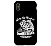 Keep on Truckin' Semi-Truck Big Rig USA Patriottico Cartoon Custodia per iPhone X/XS