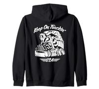Keep on Truckin' Semi-Truck Big Rig USA Patriottico Cartoon Felpa con Cappuccio