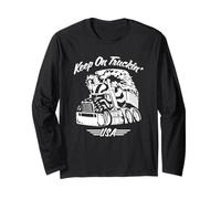 Keep on Truckin' Semi-Truck Big Rig USA Patriottico Cartoon Maglia a Manica