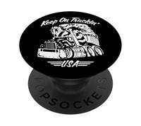 Keep on Truckin' Semi-Truck Big Rig USA Patriottico Cartoon PopSockets PopGrip Adesivo