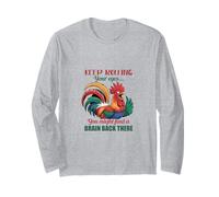 Keep Rolling Your Eyes Rooster Pun Slogan Sarcastico Maglia a Manica
