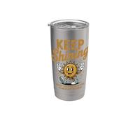 Keep Shining Retro Sunshine Positiva e Motivazionale Bicchiere termico in acciaio inox doppia parete