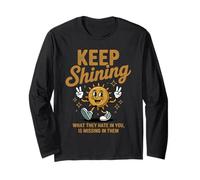 Keep Shining Retro Sunshine Positiva e Motivazionale Maglia a Manica