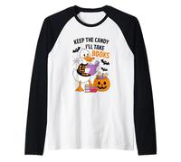 Keep The Candy I'll Take Books Duck Skeleton Maglia con Maniche Raglan