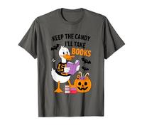 Keep The Candy I'll Take Books Duck Skeleton Maglietta