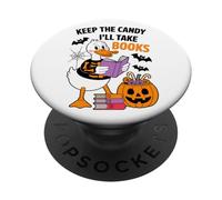 Keep The Candy I'll Take Books Duck Skeleton PopSockets PopGrip Adesivo