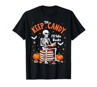 Keep The Candy I'll Take Books Skeleton Maglietta