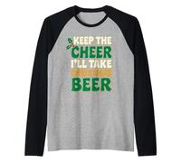 Keep The Cheer I'll Take Beer, Divertente Costume Natalizio Natalizio Maglia con Maniche Raglan