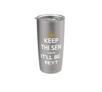 Keep Thi Sen Calm It'll Be Reyt Yorkshire Dialect Testo Bianco Bicchiere termico in acciaio inox doppia parete