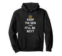 Keep Thi Sen Calm It'll Be Reyt Yorkshire Dialect Testo Bianco Felpa con Cappuccio