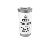 Keep Thi Sen Calm It'll Be Reyt Yorkshire Dialect Testo Nero Bicchiere termico in acciaio inox doppia parete