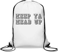 Keep Ya Head Up - Sacca da palestra casual, con coulisse, colore: bianco