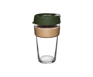 KeepCup Brew Cork - Tazza da caffè riutilizzabile in vetro temperato e sughero naturale, L, 454 ml, colore pino