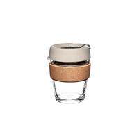 KeepCup - Tazza da Viaggio, in Vetro temprato, Media, 12 oz (34 cl), per Bevande gassate, Sughero/Antracite Chiaro
