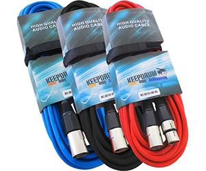 keepdrum 3 X cavo microfono MC-001XX 6 m M/F ciascuno 1 X blu/rosso/nero