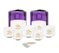 keepdrum Campane tibetane al quarzo OM Set bianco 7 pezzi 6-12 pollici con accessori