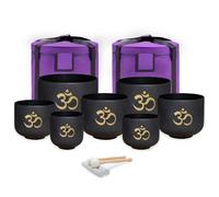 keepdrum Campane tibetane al quarzo OM Set nero 7 pezzi 6-12 pollici con accessori