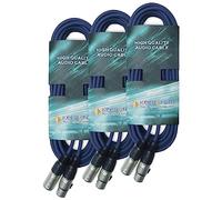 keepdrum - Cavo di controllo con 3 connettori DMX, XLR a 3 poli, 100 ohm, 3 m, colore: Blu