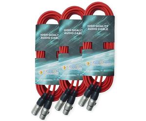 keepdrum DMX - Cavo luminoso XLR a 3 poli, 10 m, colore: rosso, 3 pezzi