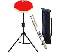 keepdrum DP-RD Set Practice Pad rosso con supporto per esercizi e borsa + 1 paio di bacchette per batteria