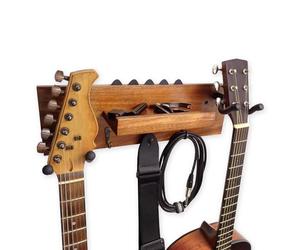 keepdrum gs039a - Supporto da parete con gancio per chitarra per due chitarre e accessori