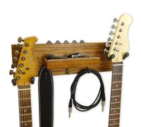 keepdrum GS039E - Supporto doppio per chitarra Ebony, supporto da parete per due chitarre e accessori