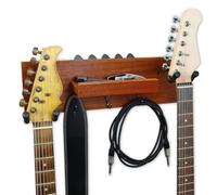 keepdrum GS039M - Supporto doppio per chitarra in mogano per due chitarre e accessori