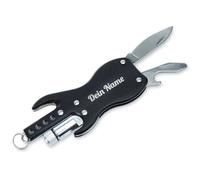 keepdrum KDMT-BK - Portachiavi con chitarra multifunzione personalizzata, colore nero, con incisione a scelta