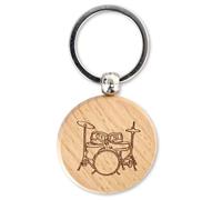 keepdrum Mini set portachiavi in legno rotondo regalo per batteristi