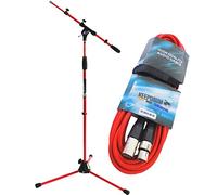 Keepdrum MS106 RD rosso per microfono treppiede con giraffa + 6 M XLR Cavo Rosso