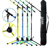 Keepdrum MS106 - Supporto per microfono con asta e base in metallo + borsa per il trasporto SB-03 (giallo)