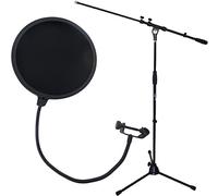 KEEPDRUM MS106, treppiede per supporto del microfono, protezione frangiventro EMH019, in nylon a 2 strati, da 16,5 cm